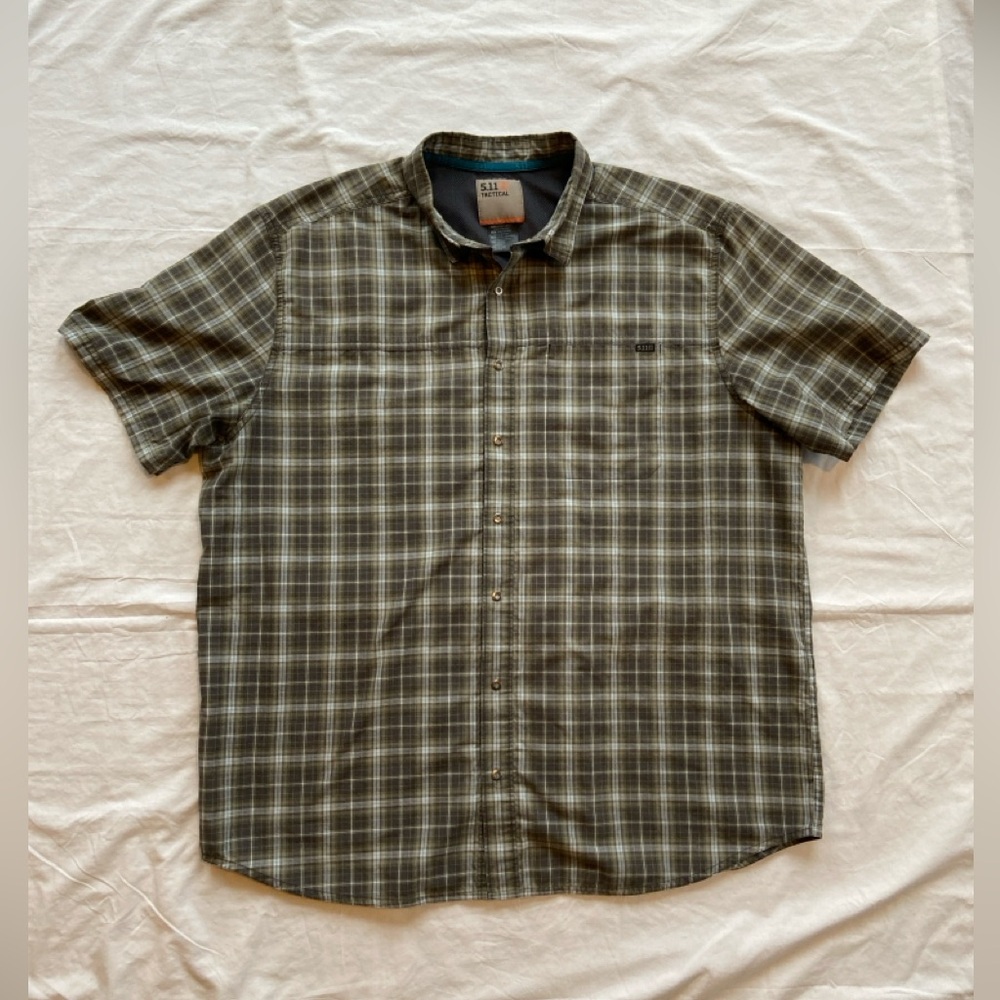 5.11 Tactical Green Plaid Button-Down Shirt